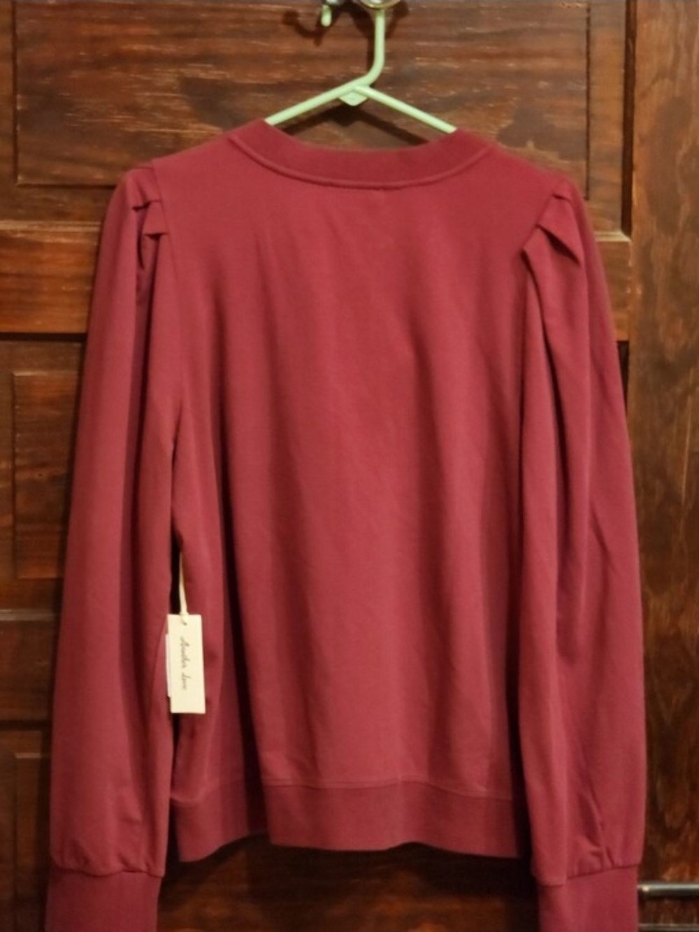 ANOTHER LOVE V-Neck Puff Sleeve Sweater - Sammi Style Plum Size Large - Picture 6 of 8